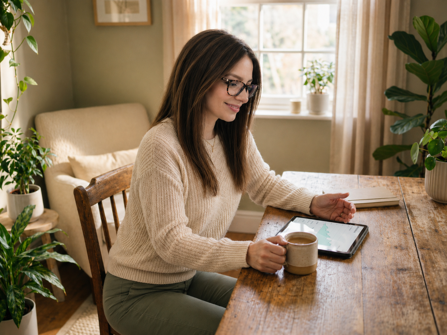 Small business owner reviewing clean financial reports with LedgerPath bookkeeping service